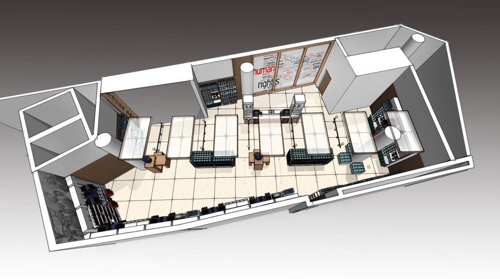 History museum gift store floorplan design concepts