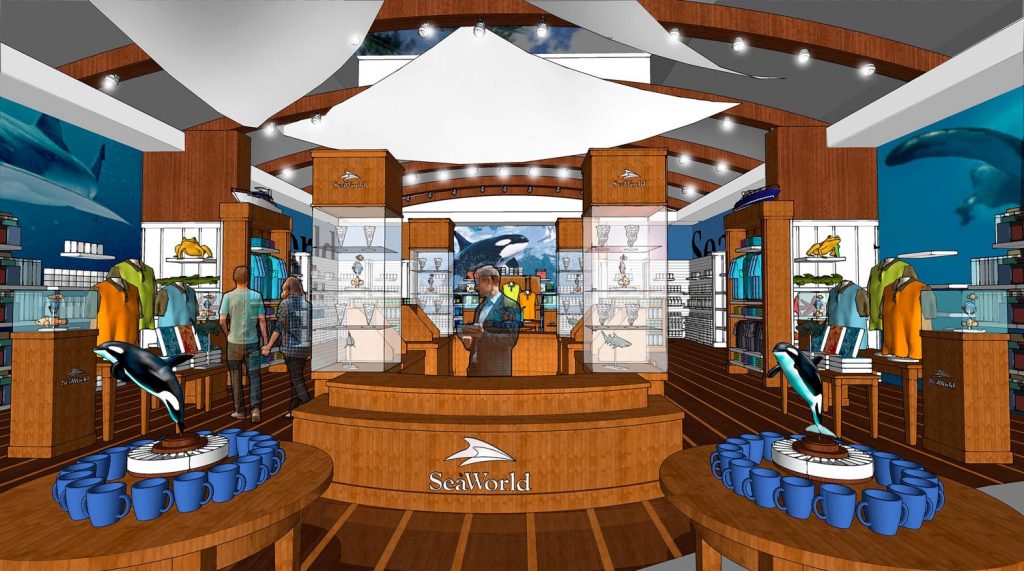 SeaWorld aquarium themed gift shop design concepts