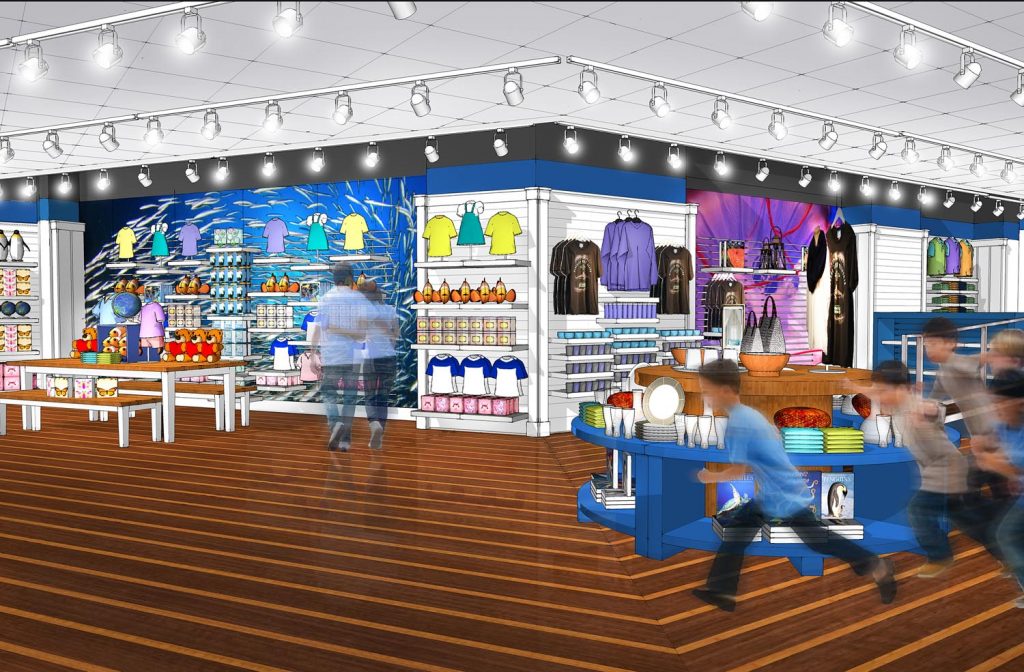 Texas State Aquarium retail store design visualizations