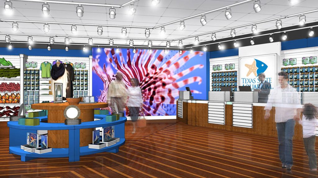 Texas State Aquarium retail store design visualizations